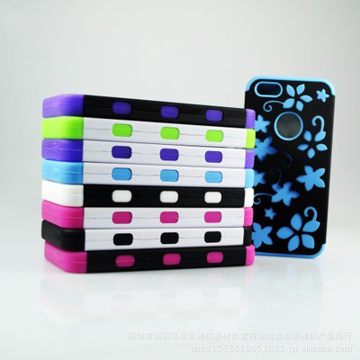 iPhone5硅膠彩繪糖果色夏威夷花圖保護套 防滑防摔，繽紛一夏
